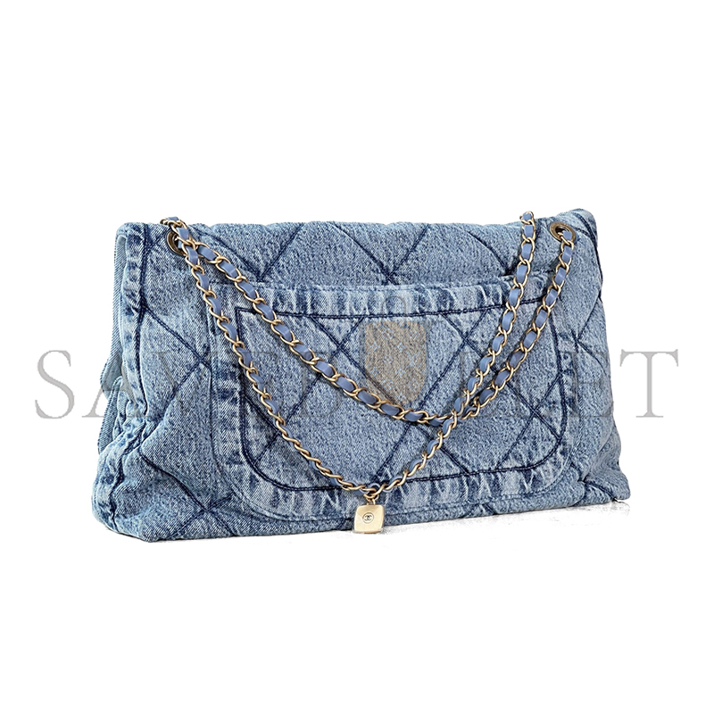 CHANEL BLUE WASHED DENIM MAXI FLAP BAG AS5727 (45*26.5*9.5cm)